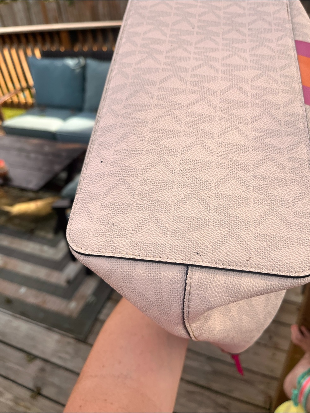 Michael Kors Pink, Orange & Hot Pink Stripe Tote - Picture 4 of 13